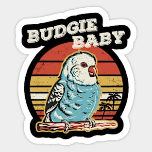 Cute Retro Vintage Budgie Baby Colorful Parakeet Design Sticker